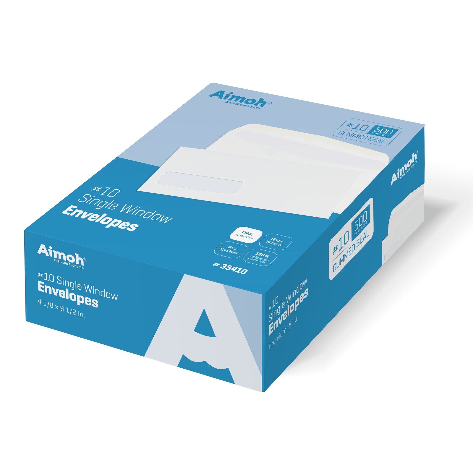 2500 #10 Single Left Window Envelopes, Gummed Closure – 2500 Count (35410-2500)