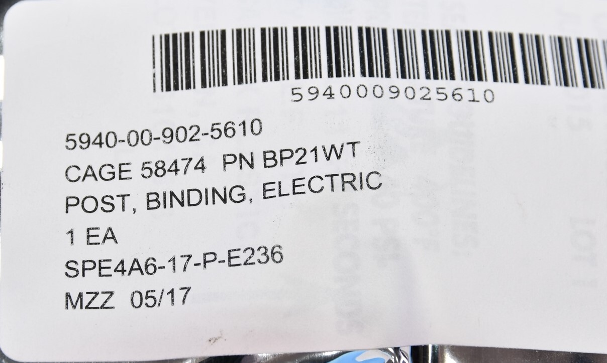 Superior Electric BP21WT White 15A 1000V 5 Way Binding Post Gold Plated Brass