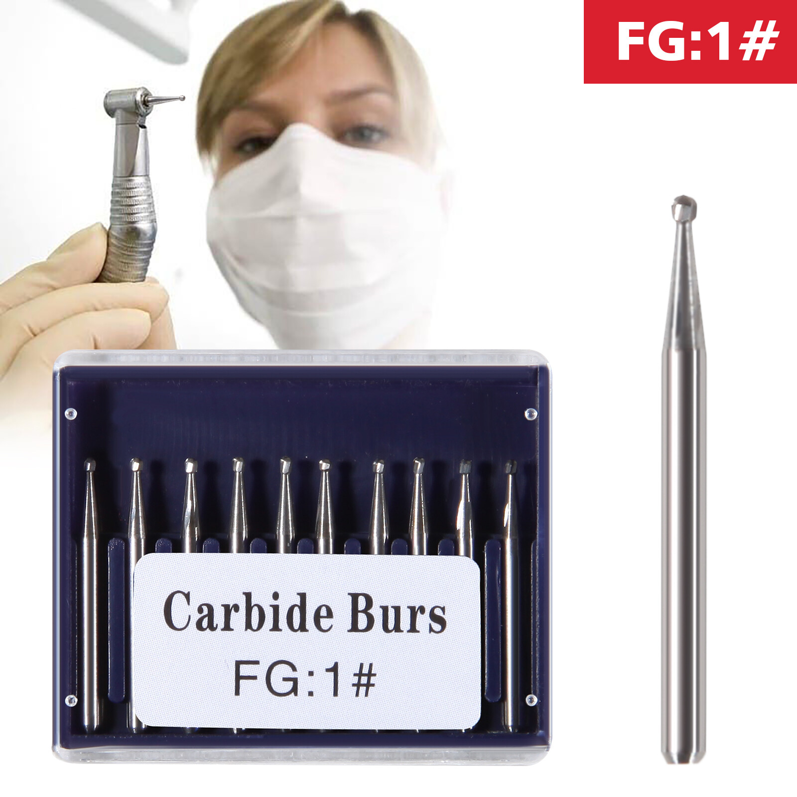 Round Carbide Dental Burs High Speed Handpiece Friction Grip Drill Bits