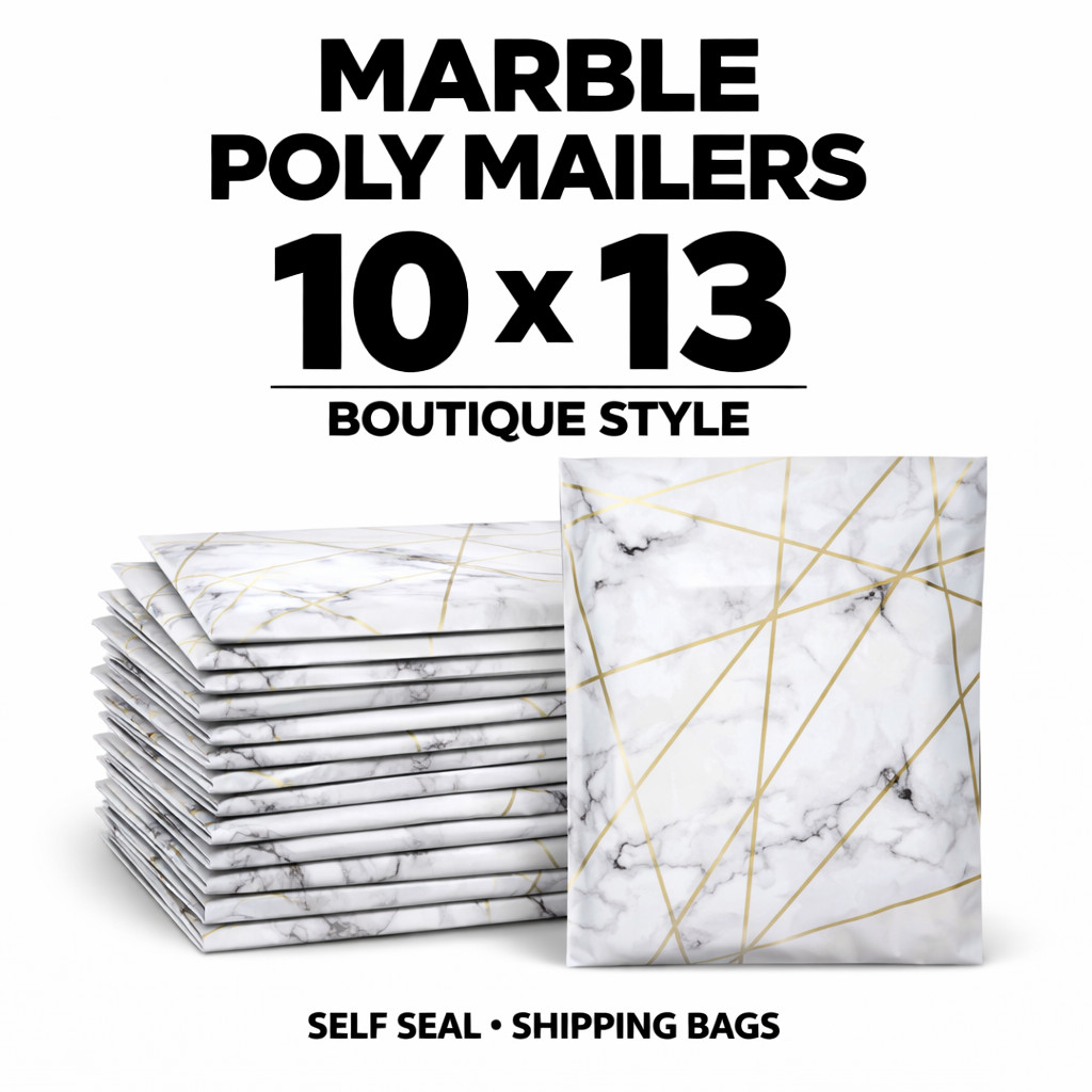 Marble Poly Mailers 10×13 Shipping Bags Self Seal Waterproof Boutique Bulk
