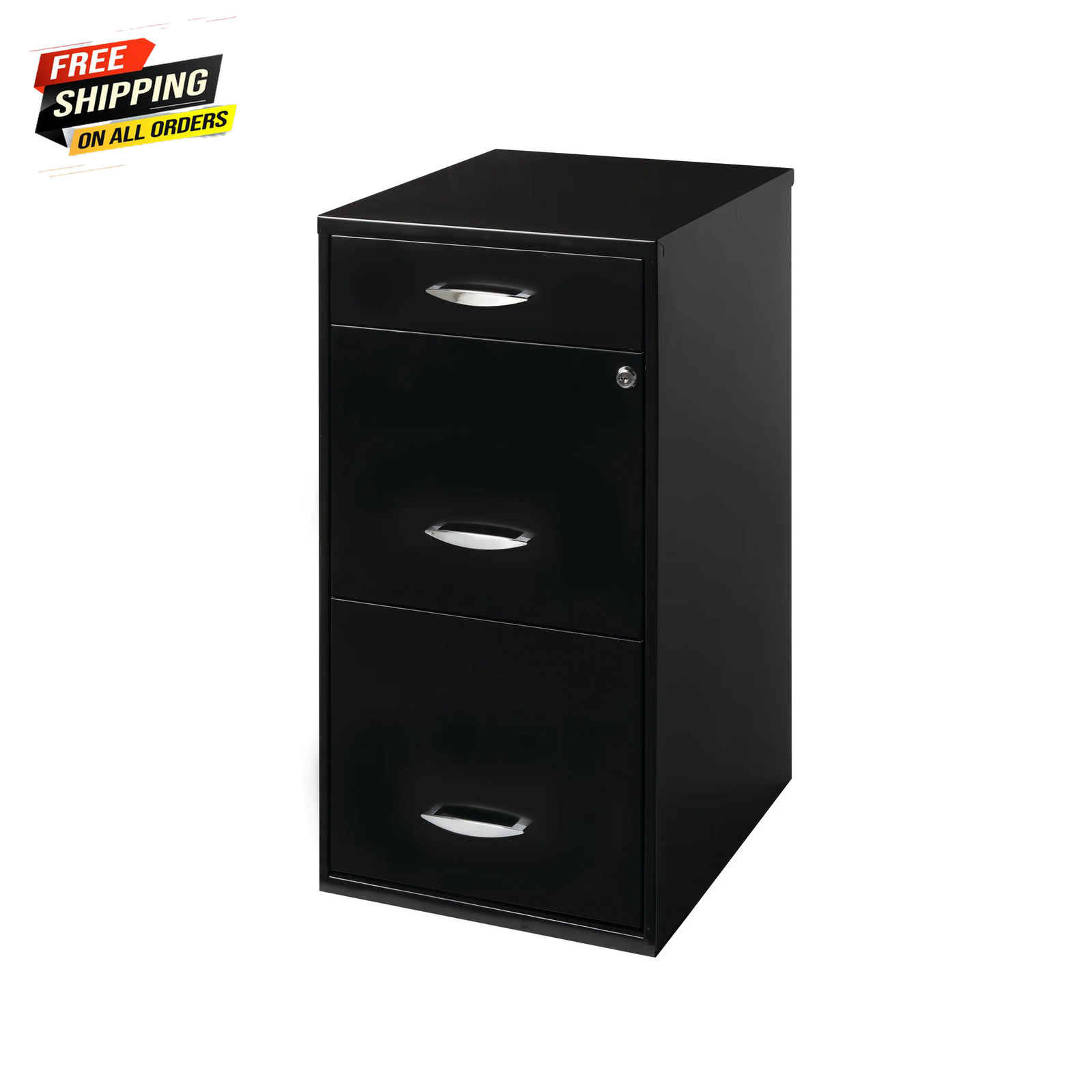 3 Drawer Letter Width Vertical File Cabinet with Pencil Drawer, Black 💪👌