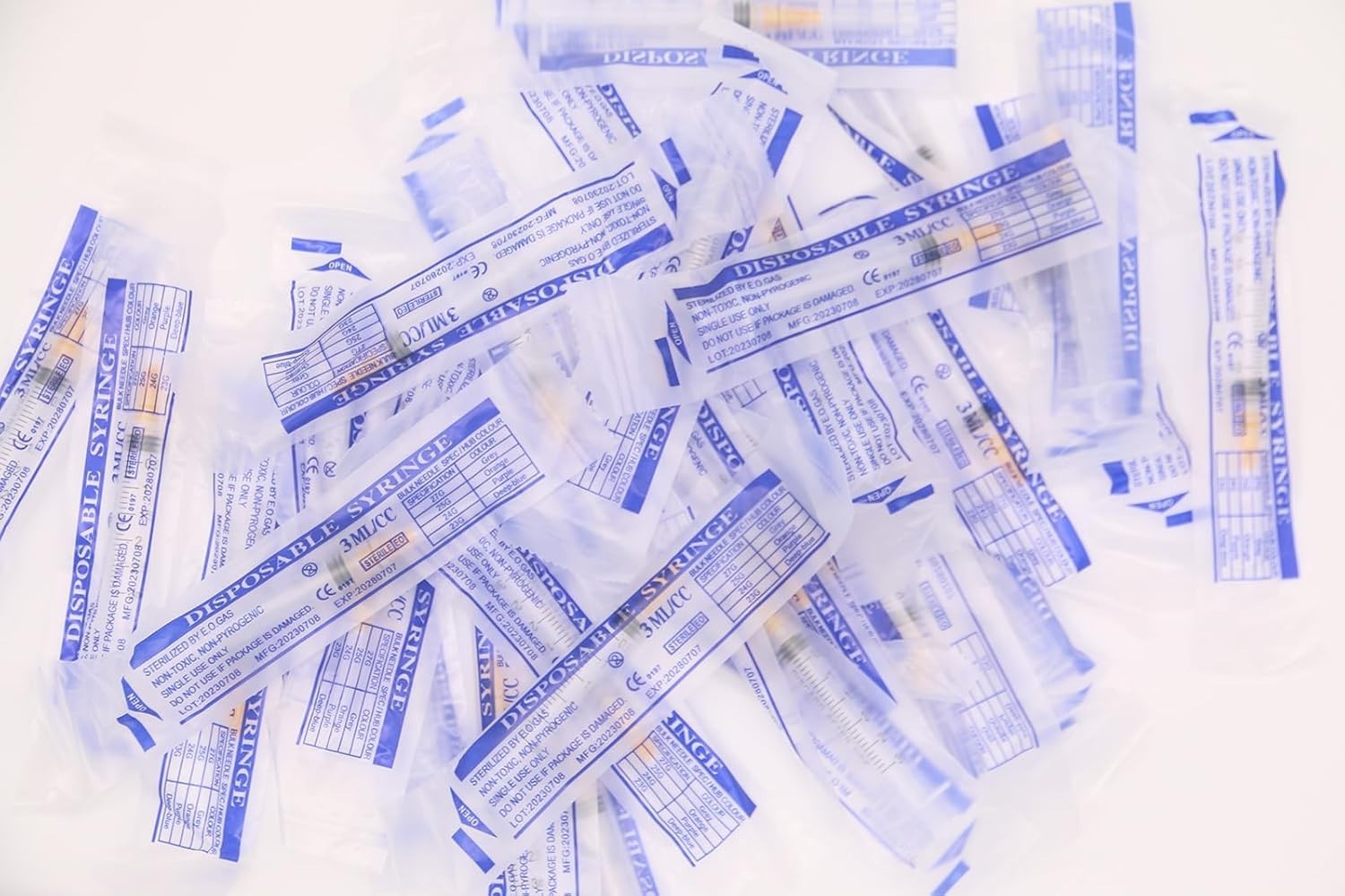 100 Pack 3ml Syringes 23g, 1.0 Inch Luer Lock Syringe Individually Packag