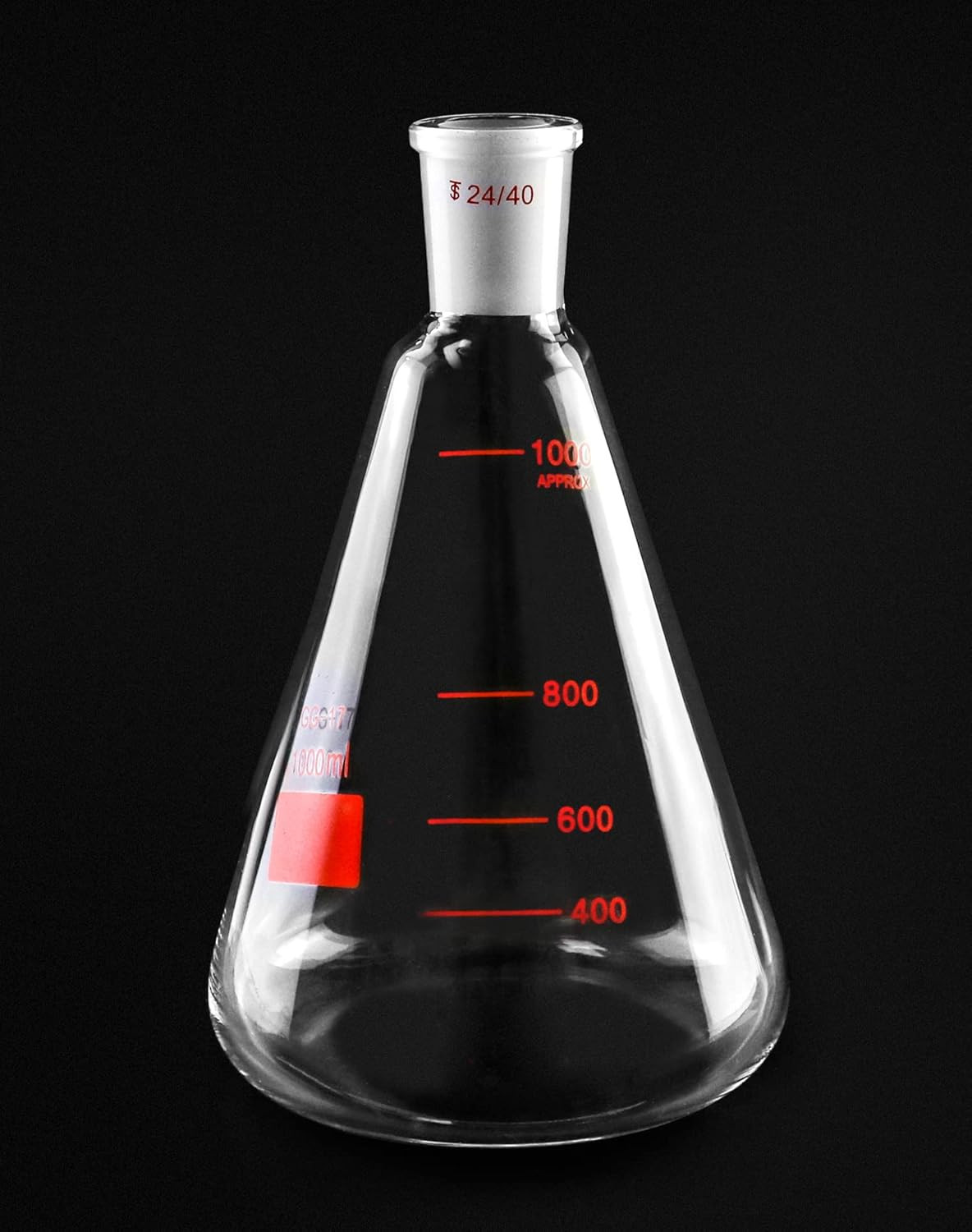2 Pack 1000mL Borosilicate Erlenmeyer Flasks 24/40 Outer Joint Lab Glassware Set