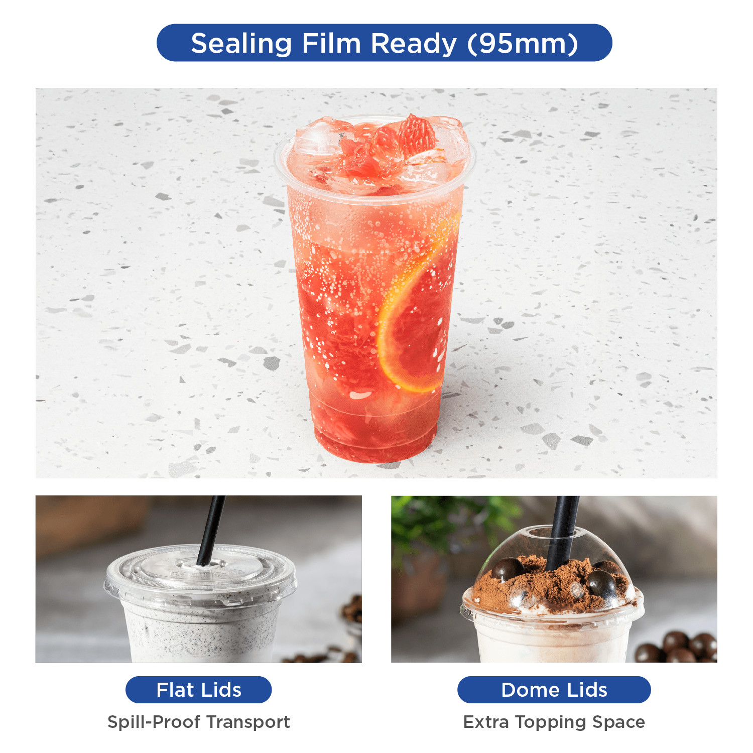 Karat 24oz PP Plastic U-Rim Cold Cups (95mm) – 1,000 ct, C1012 (Karat)