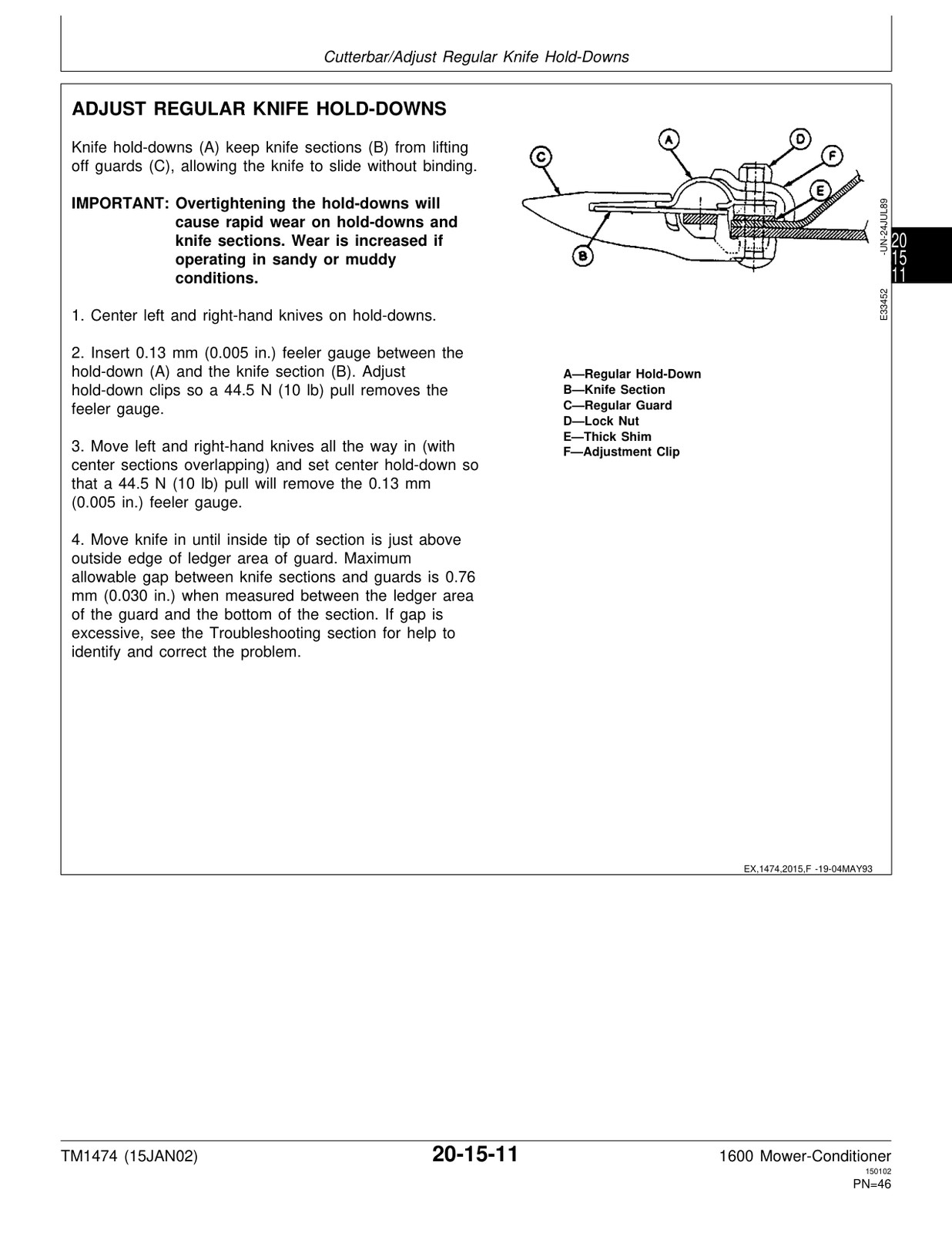 John Deere 1600 Mower-Conditioner Service Manual TM1474 USB