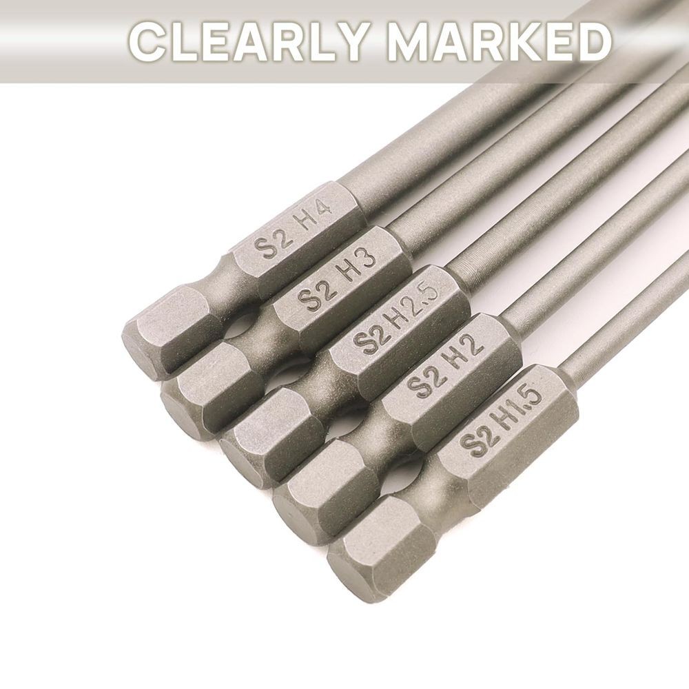 5PCS RC Hex 6 Inch Power Bits 1.5mm 2.0mm 2.5mm 3.0mm 4mm Hex Head Allen C721