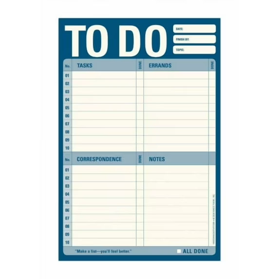 KNOCK KNOCK To Do Pad – To Do List Note Pad, 6 x 9 inches, Blue