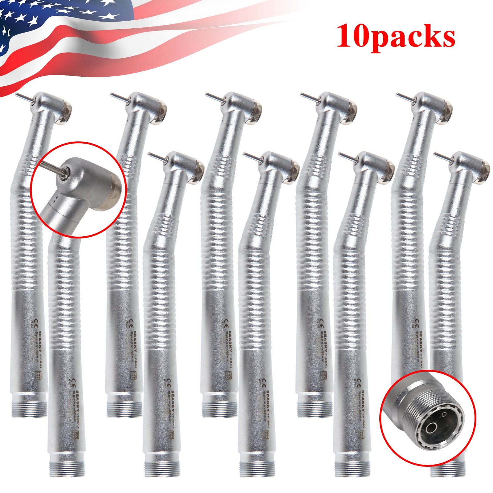 10 Pcs NSK Style Dental High Speed Push Button Turbine Handpiece 2 Hole Y1BA2