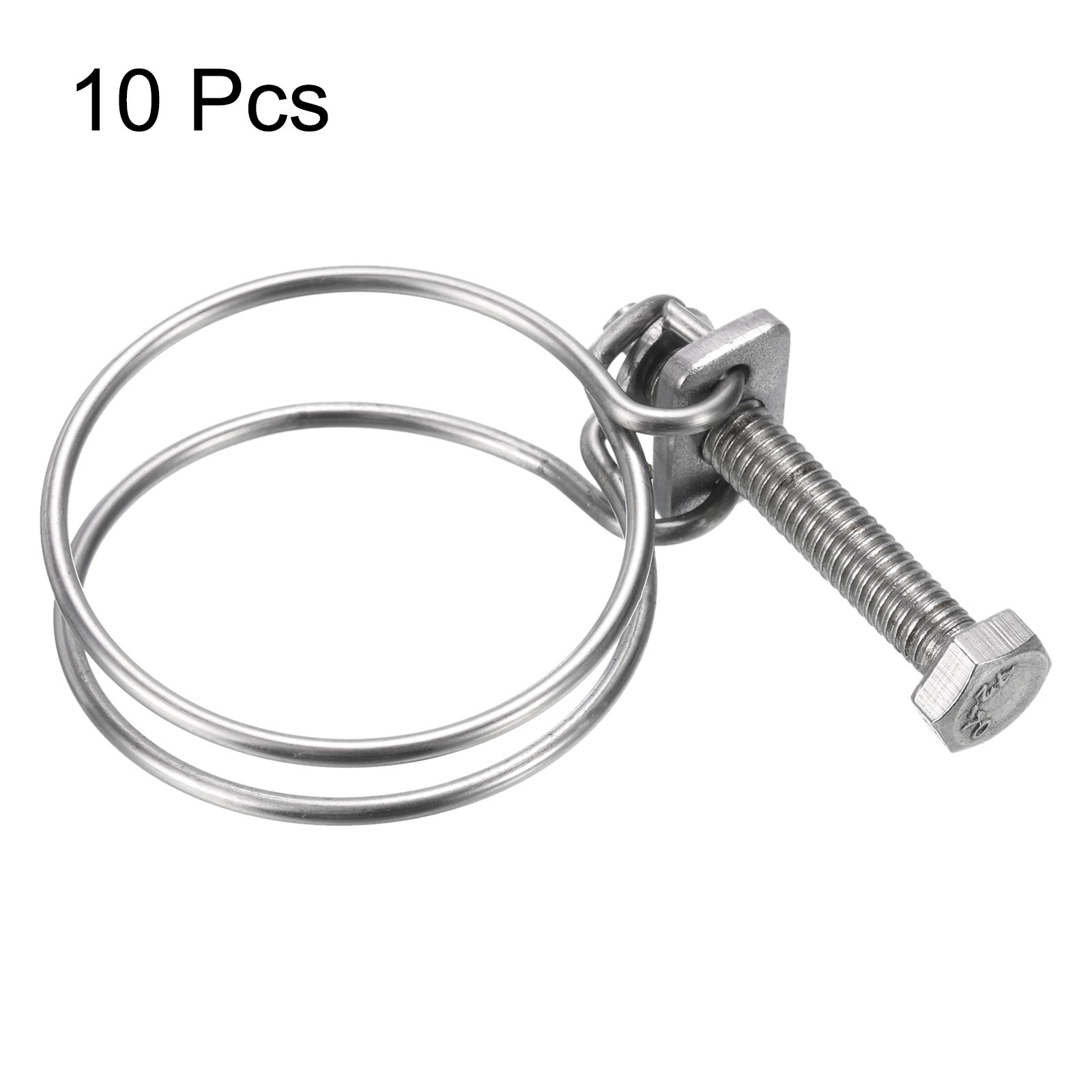 10Pcs Double Wire Hose Clamp 36-40mm Adjustable Hose Clip with M6 Bolt