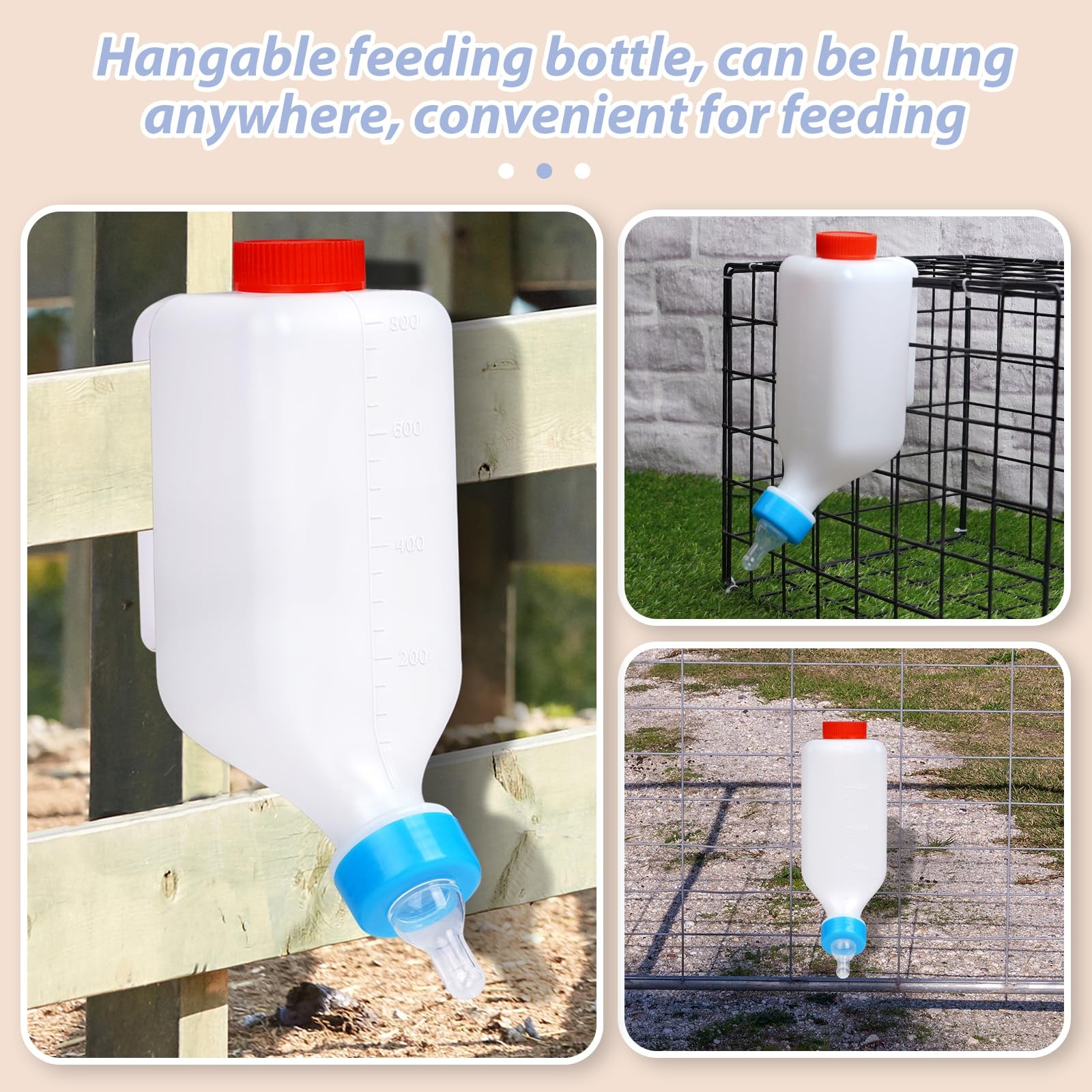 2 Pcs 800ml Lamb Feeding Bottle Thickened Goat Feeder Hang Upside Down Nursing