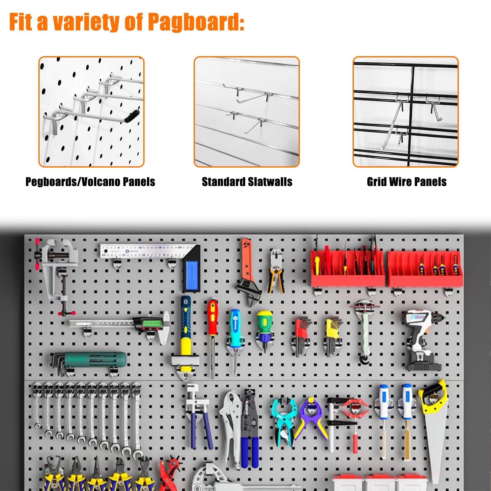 Pegboard Hooks Pegboard Accessories,8 inch,Pegboard Organizer Kit for Garage