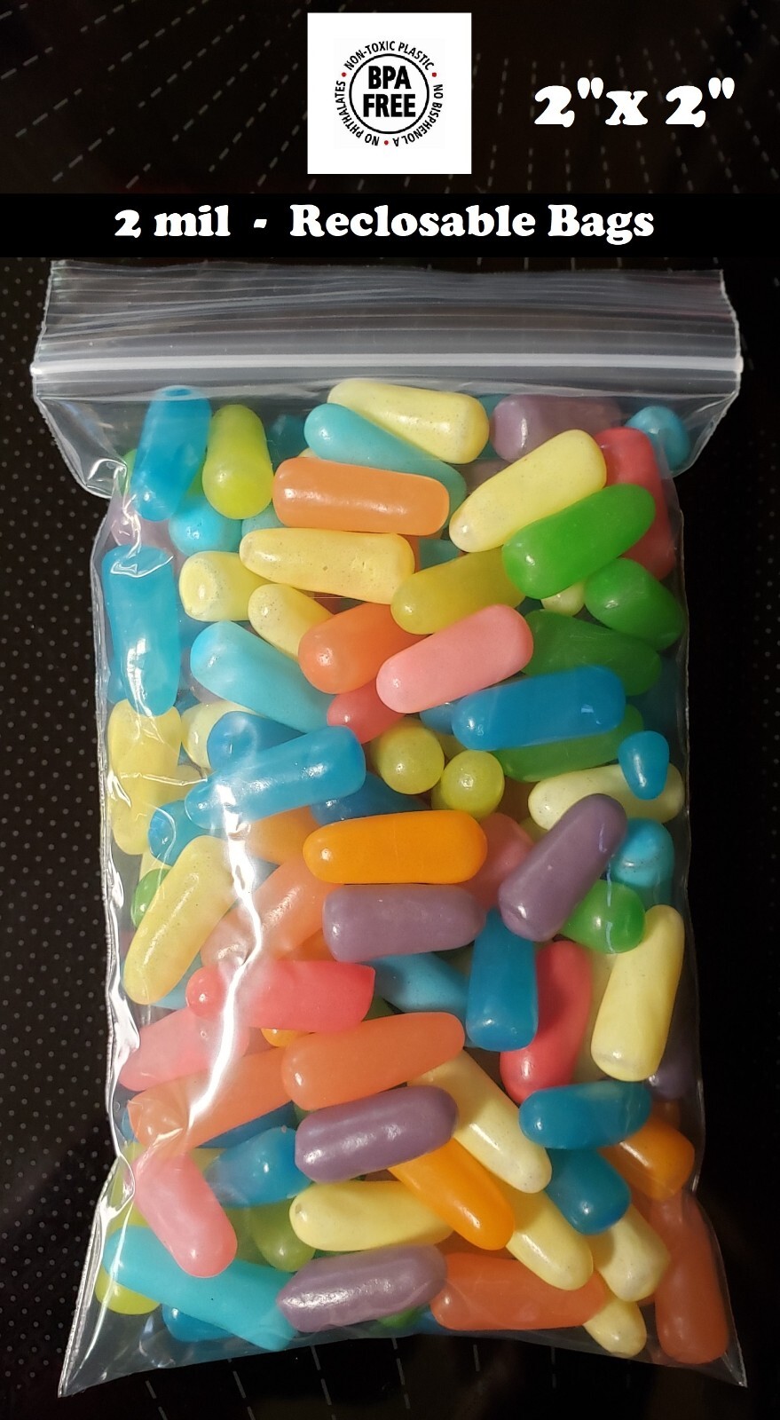 2″ x 2″ Clear Zip Seal Plastic Bags 2Mil Jewelry Pill Zipper Top Lock Baggies