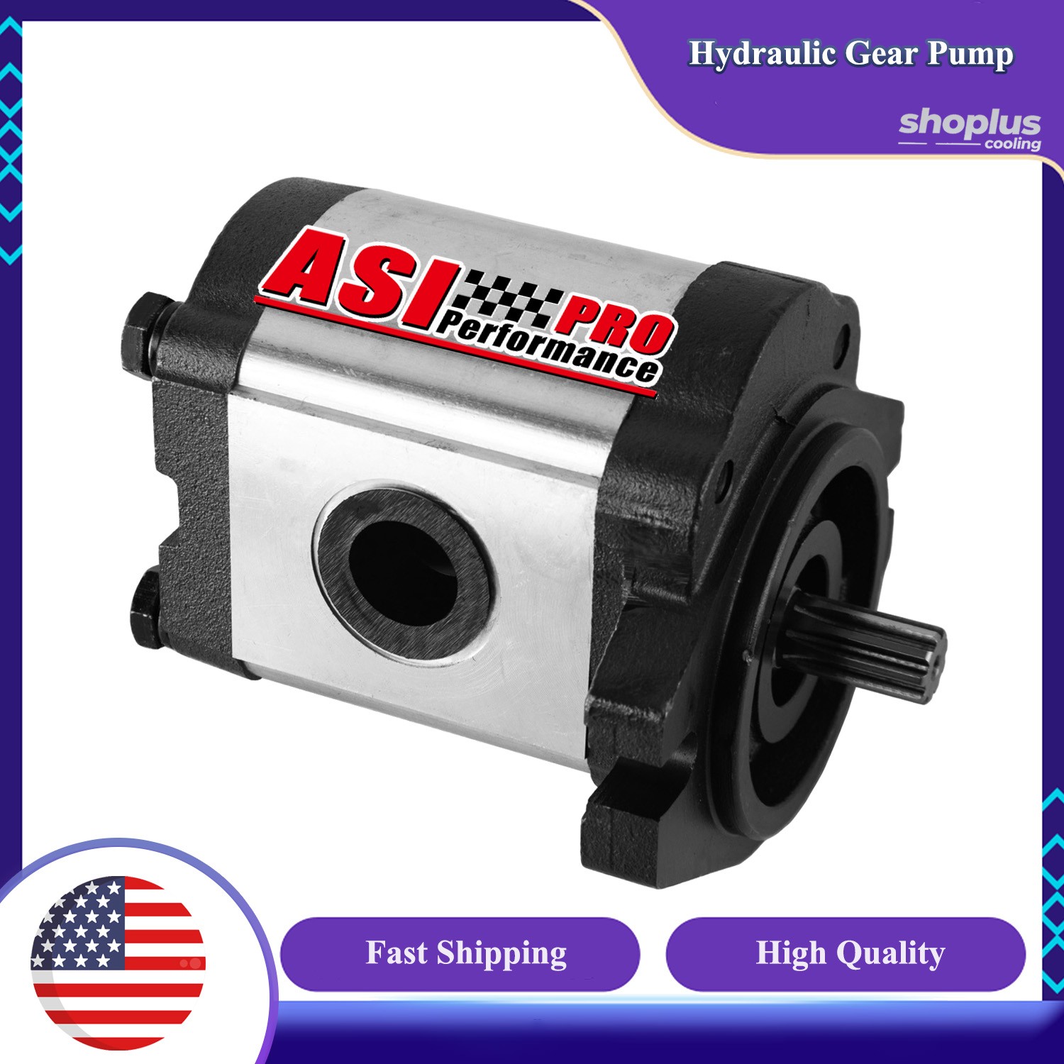 CCW Cast Iron Hydraulic Gear Pump 3~15 GPM 9 Tooth Spline Shaft SAE A-2 Bolts.US