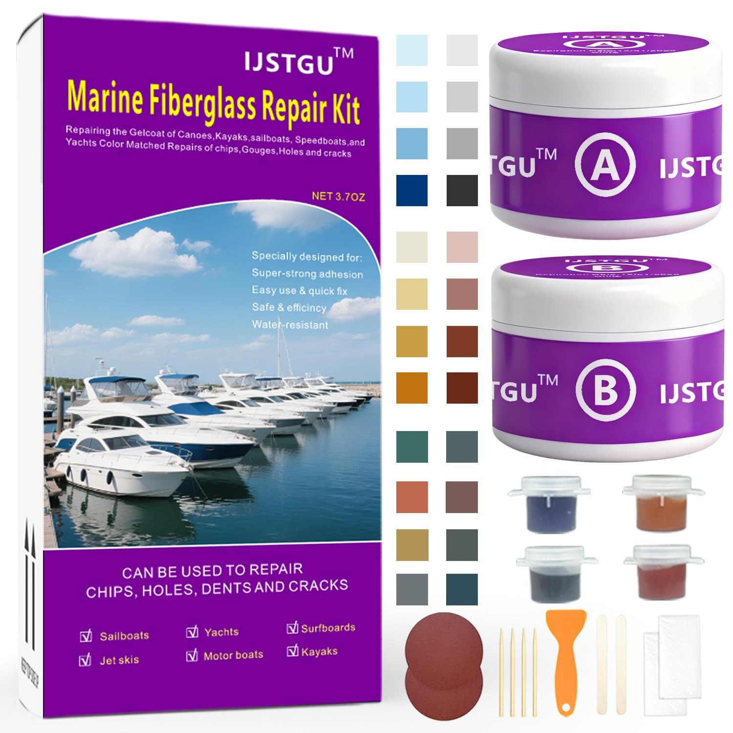 Fiberglass Boat Repair Kit Hole Crack Chip Marine Fiberglass Filler Patch