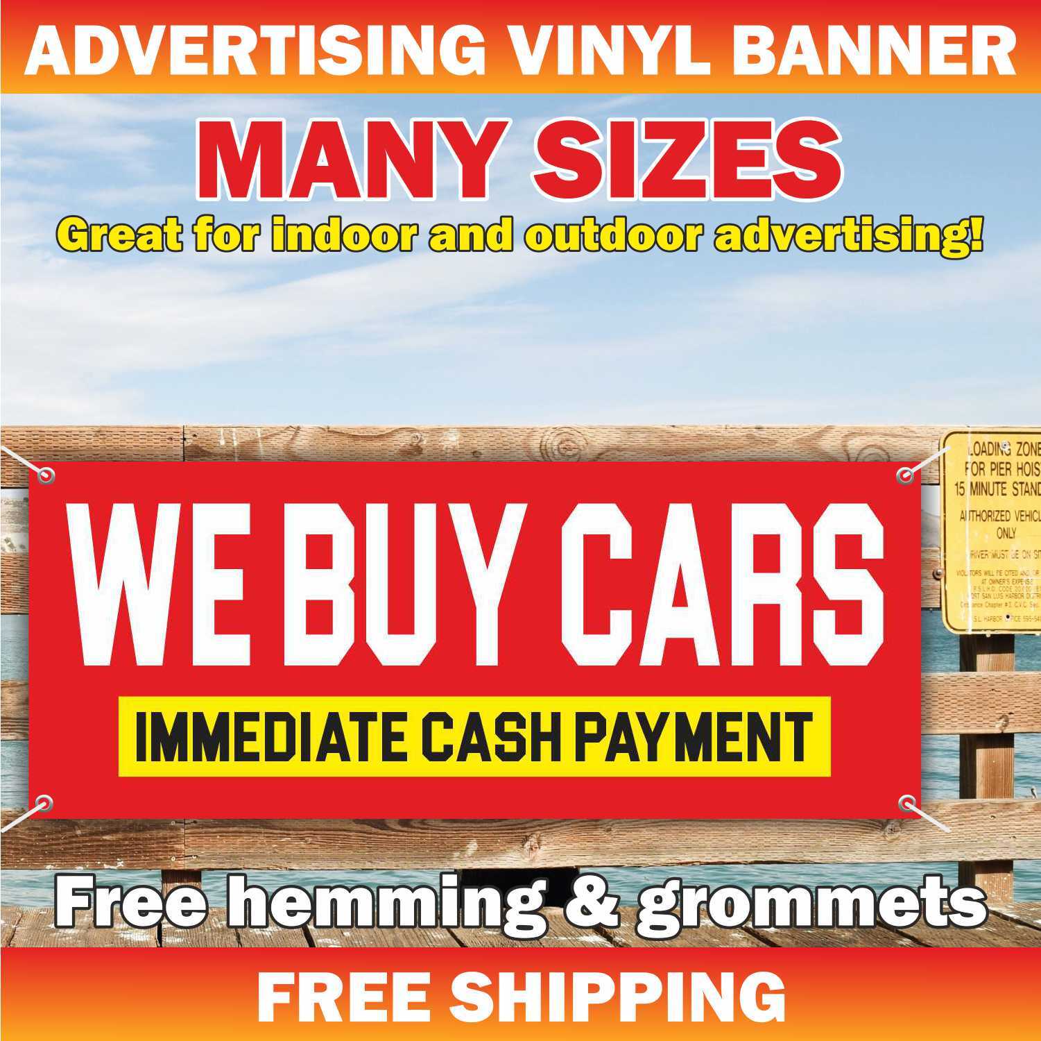 WE BUY CARS Advertising Banner Vinyl Mesh Sign trucks dealership cash payment