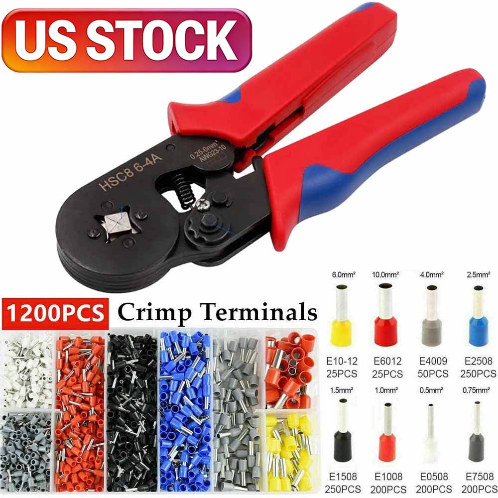 1200 Wire Ferrule Kit Cable End Crimp Terminals Pin Insulated Connectors US NEW
