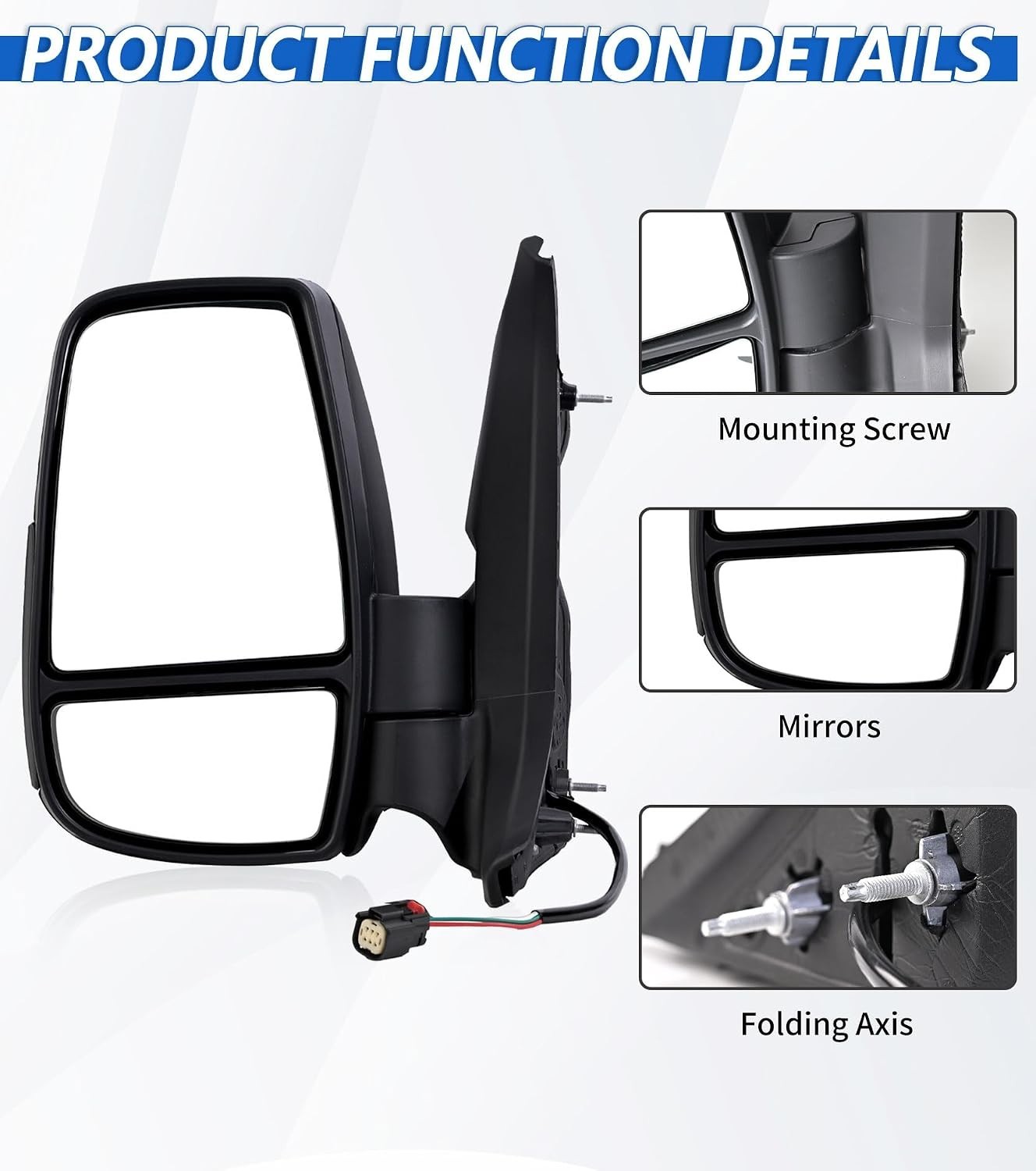 Driver Side Mirror,Mirror Assembly Compatible with 2015-2025 Ford Transit 150 25