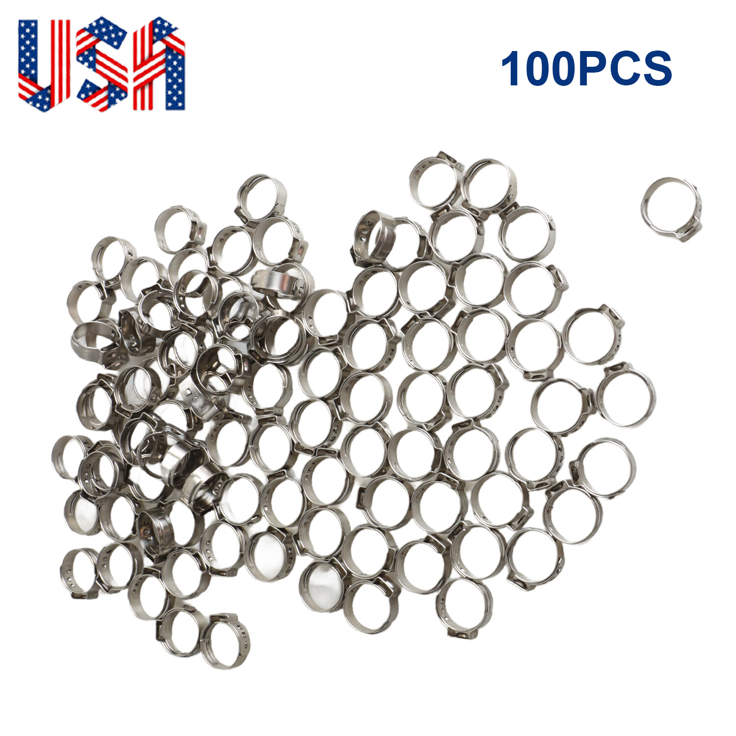 Aftermarket 100x 1/2» PEX Stainless Steel Clamp Cinch Rings Crimp Pinch Fitting