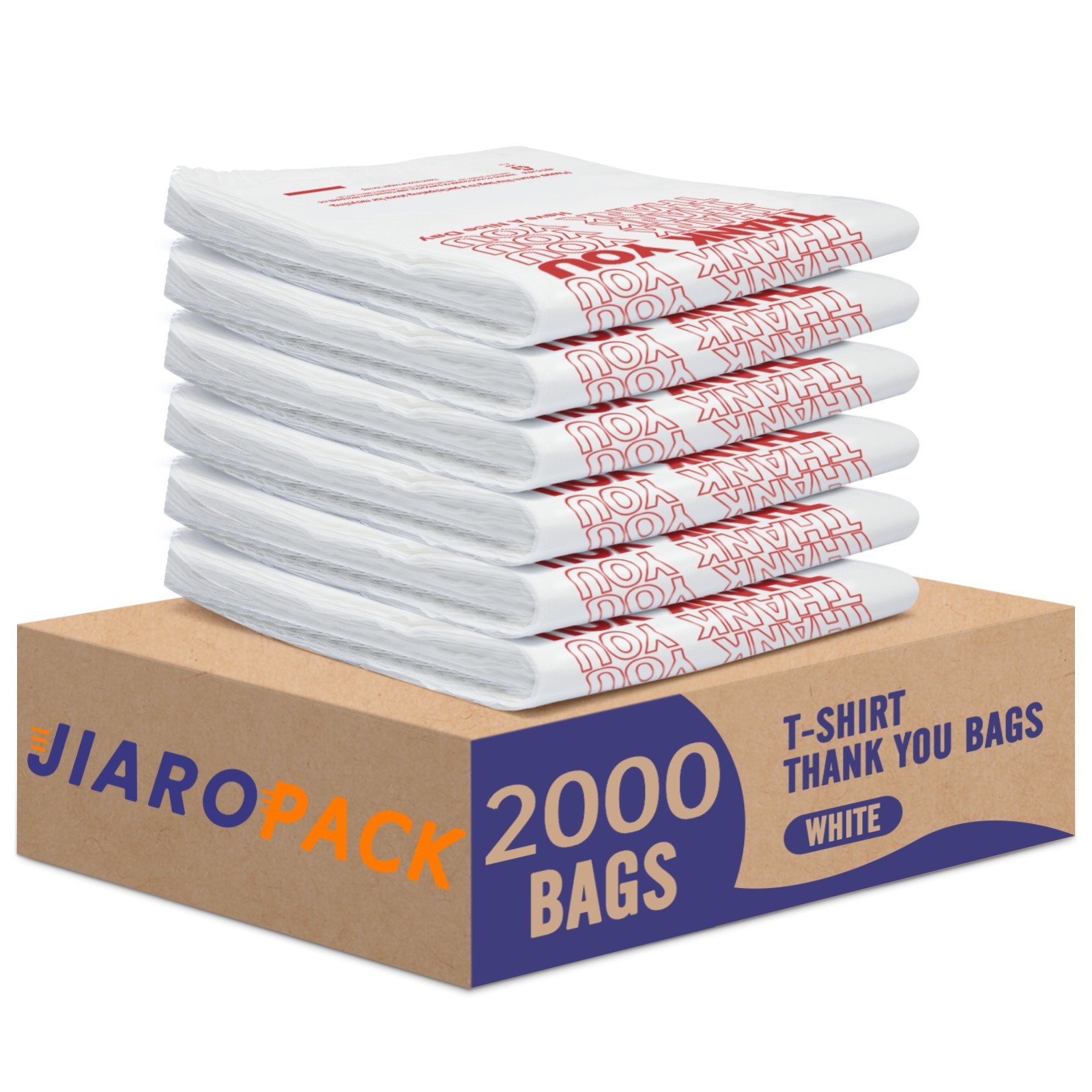2000 Thank You T-Shirt Bags 12″ x 6.5″ x 21″, Plastic Grocery Shopping Bags
