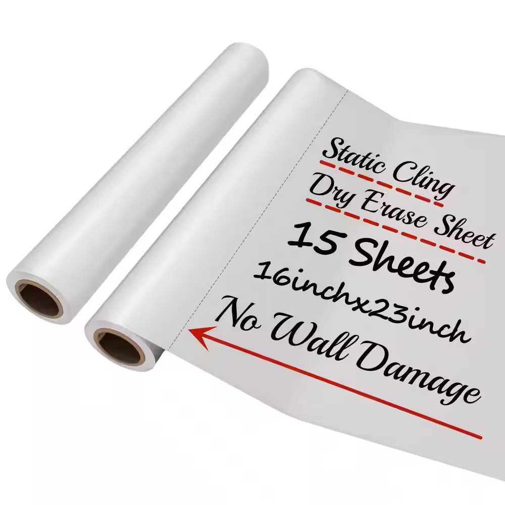 2 Pack Static Cling Dry Erase Sheets Removable Reusable Whiteboard Poster Paper