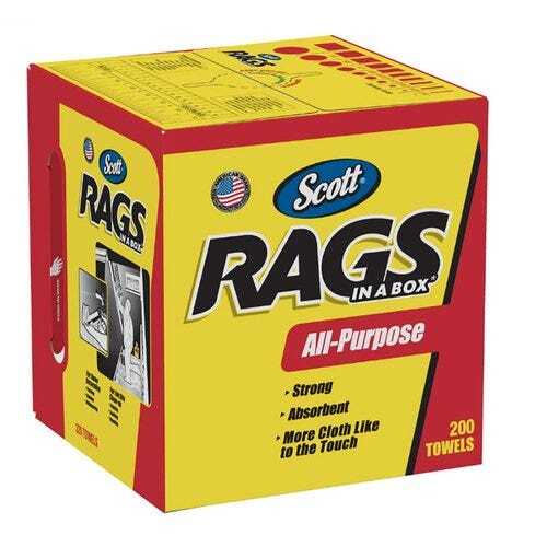 Scott® White Shop Rags in A Box – 200 sheets