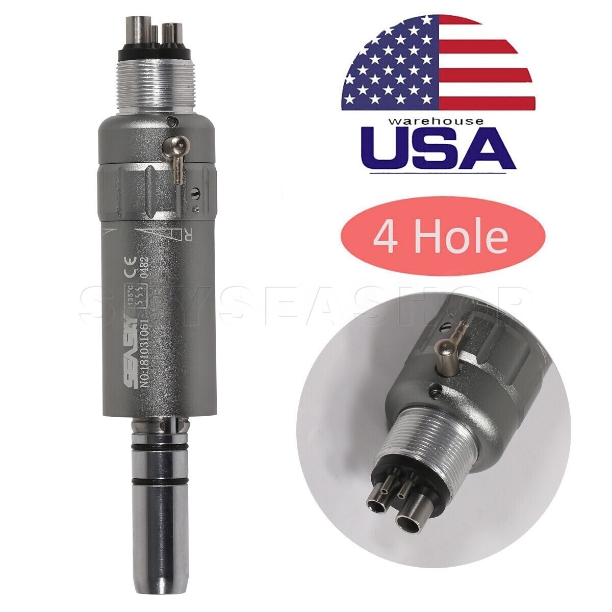 Dental Slow Low Speed E-type Air Motor Micromotor 4 Hole Contra Angle Handpiece