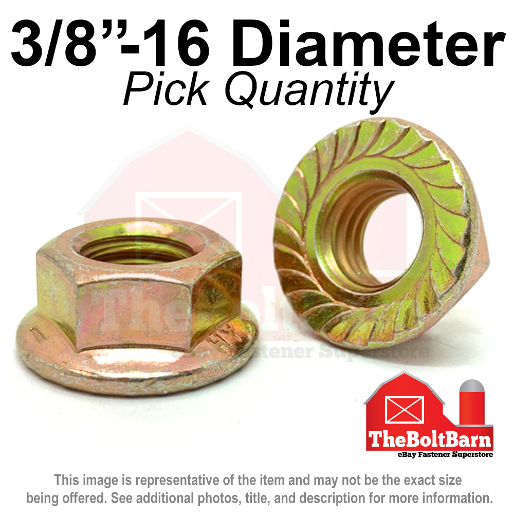 3/8″-16 Grade 8 Serrated Flange Whiz Lock Nuts Coarse Zinc Yellow (Pick Qty)