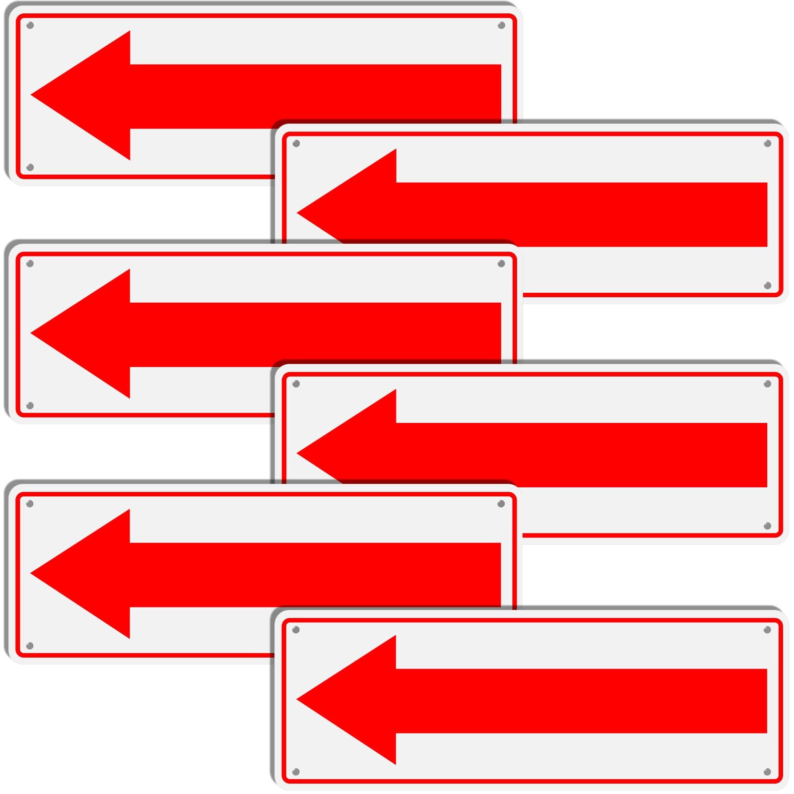 6 Pack Aluminum Reflective Arrow Sign Road Metal Left Arrow Sign for Direction