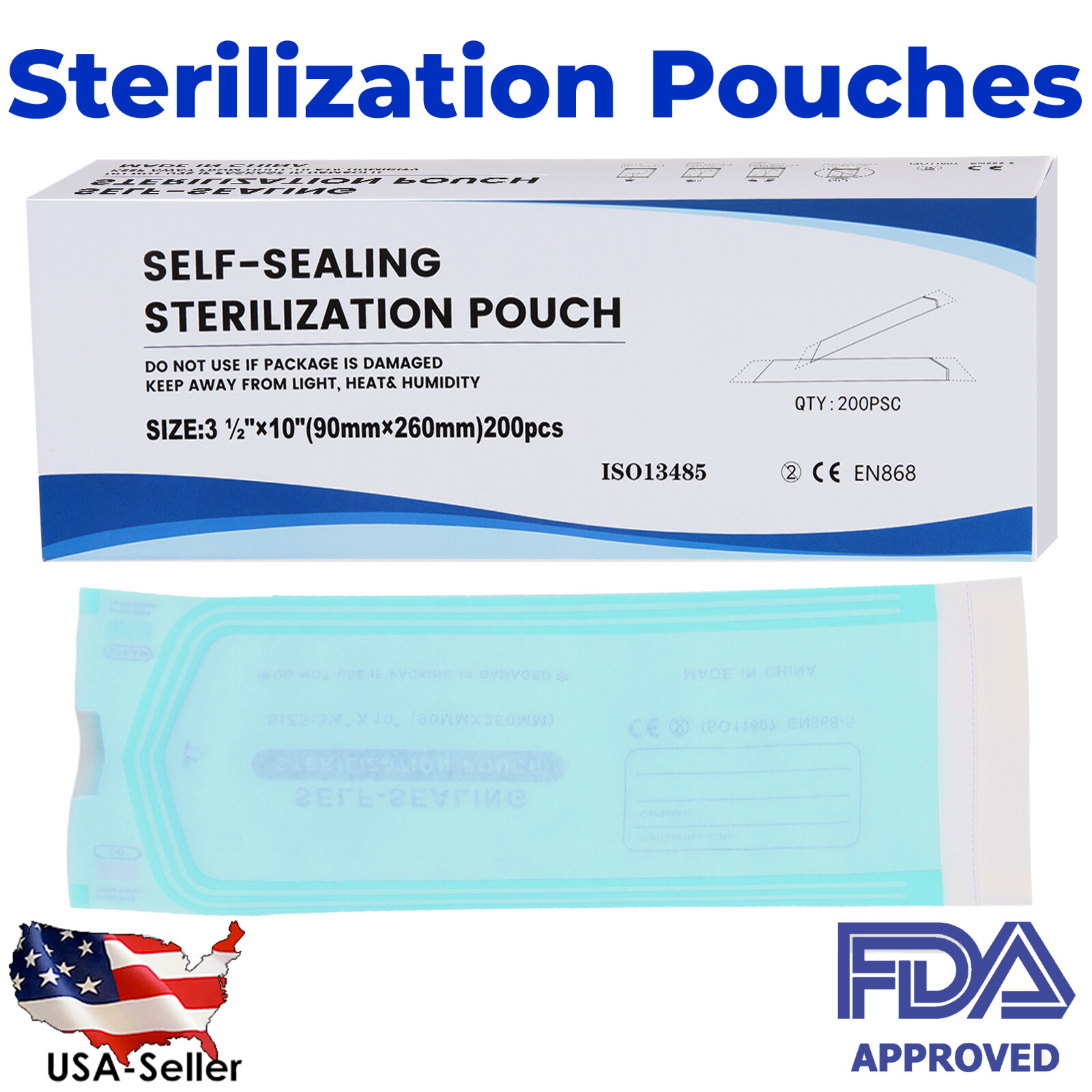 Up to 7000 Sterilization Pouches 3.5 «x 10 » Dental Medical Self Seal Pouch Bags