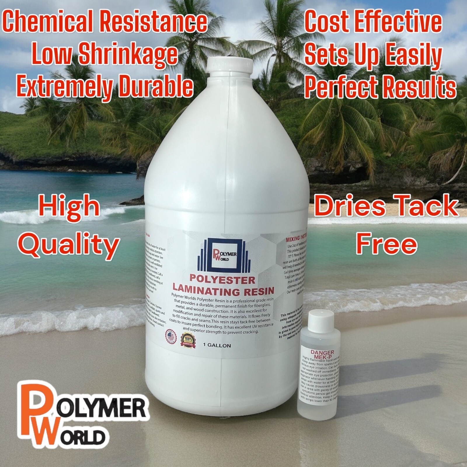 Polymer World Polyester Resin 5 Gal Kit For Boats RV’s Canoes Fiberglass Autos