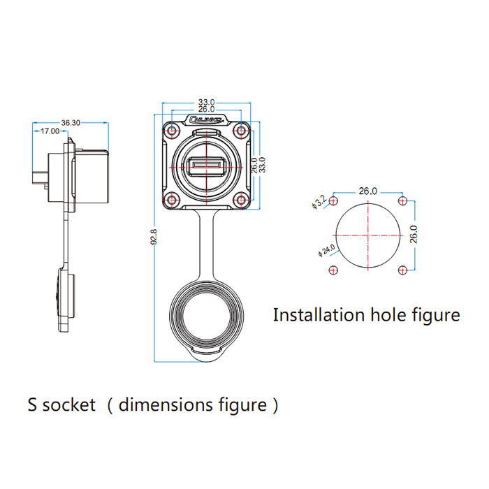 HDMI 2.0 Panel Mount Receptacles Connector Female Socket Waterproof IP67 Outdoor