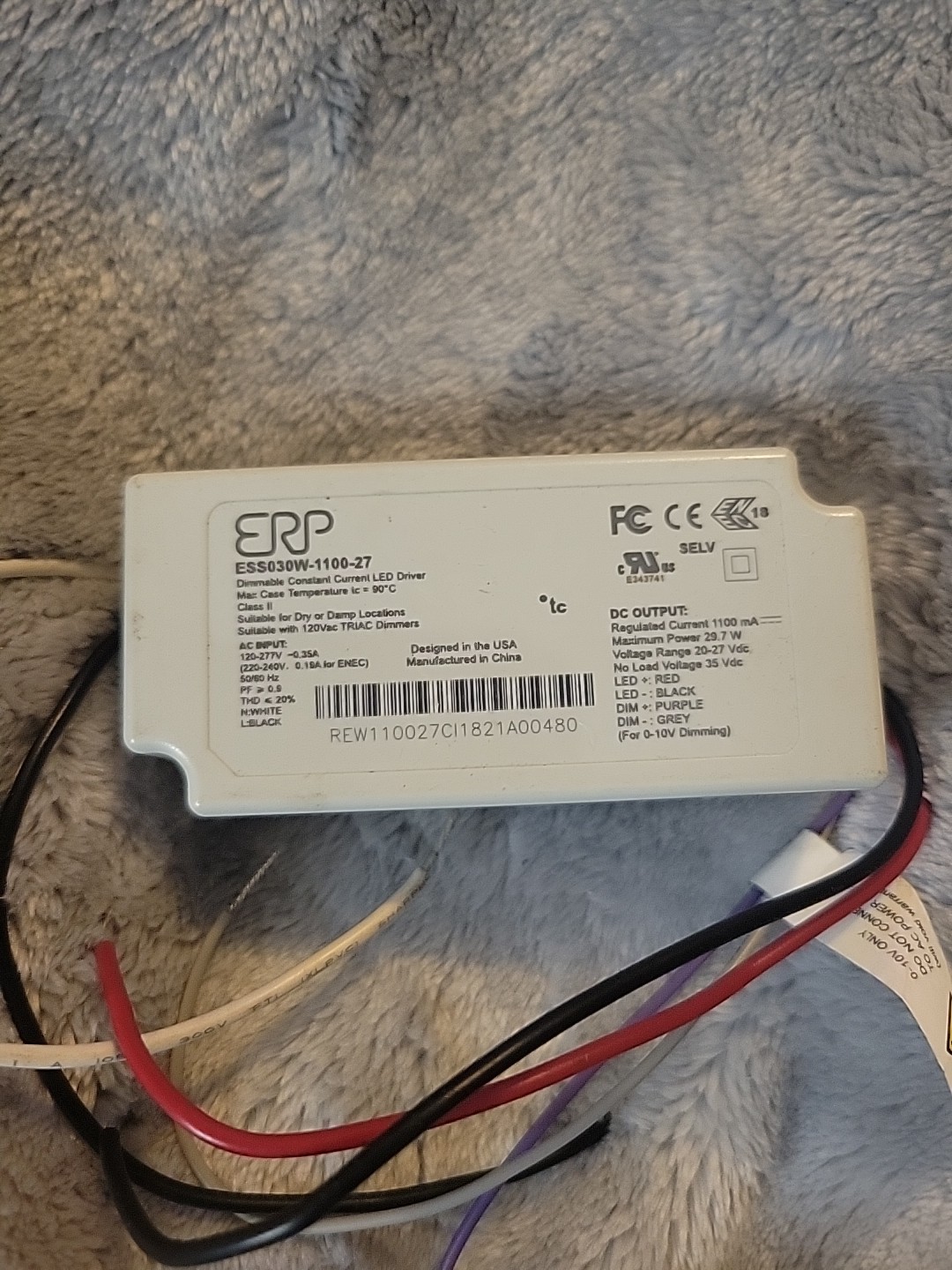 ERP 29.7W Single 6-Pin Dimmable Constant Current LED Driver ESS030W-1100-27