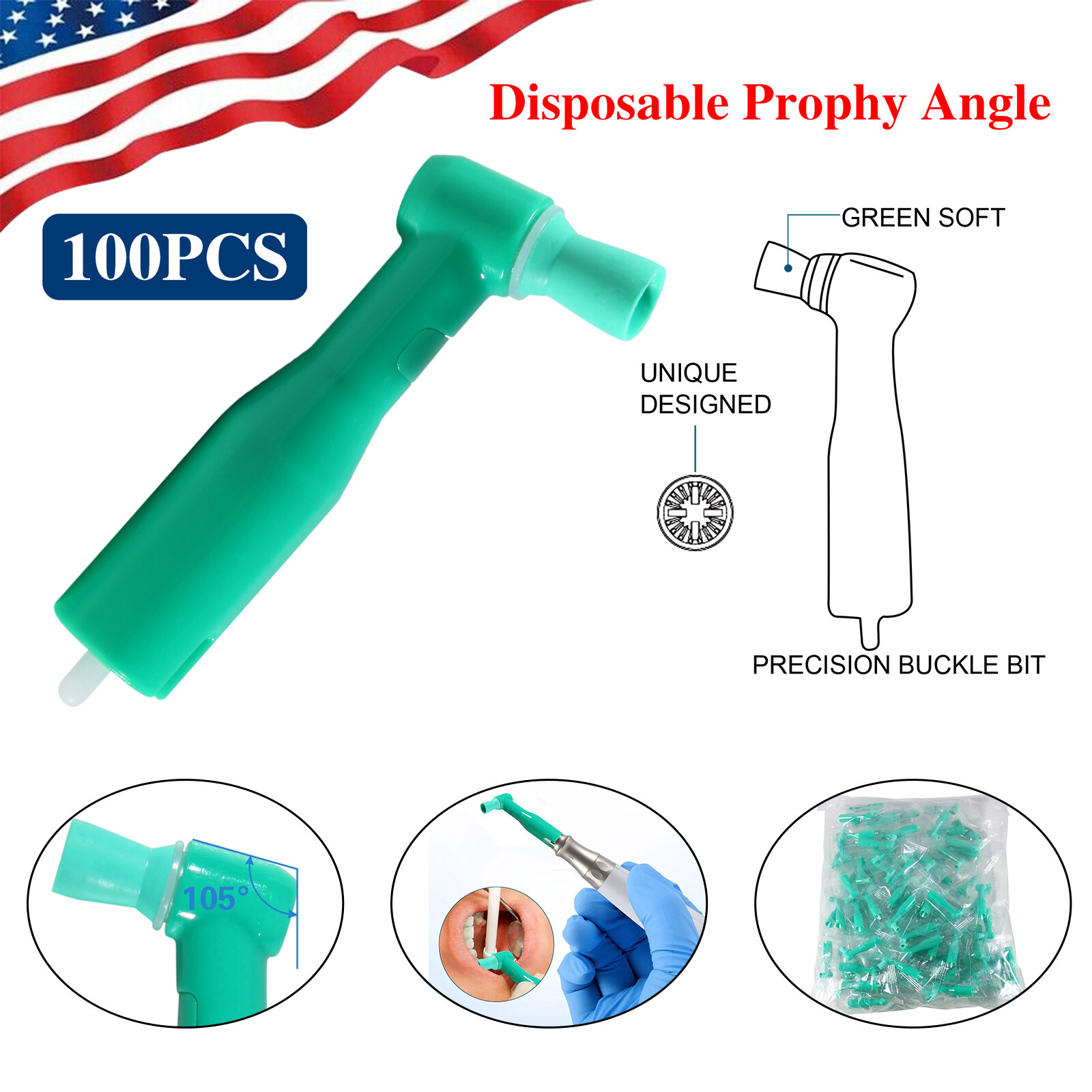 100/500Pcs Prophy Angles Soft Cups Top Quality Dental Disposable Prophy Angle US