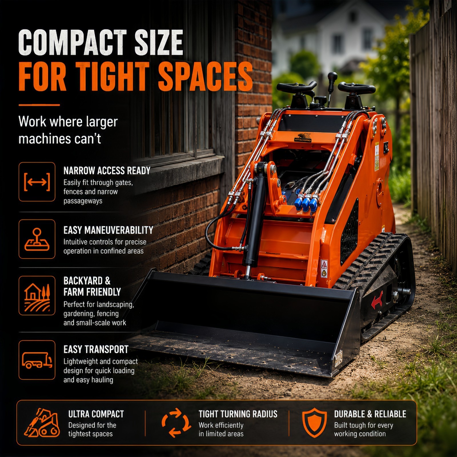 15HP Mini Skid Steer Loader Gasoline Crawler Hydraulic EPA Free Shipping USA