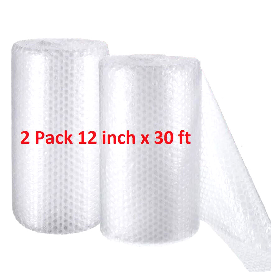 2 Pack 12 inch x 30 ft. Bubble Cushioning Wrap Shipping Packing Moving Supplies