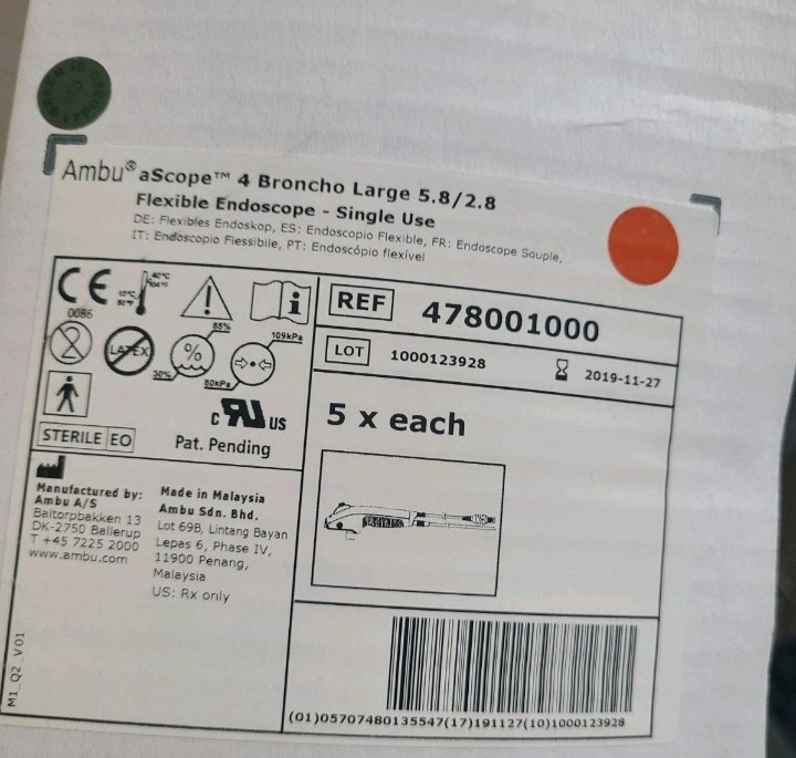 5X Broncho Large 5.8/2.8 Ambu Ascope 4 478001000 Flexible Endoscope