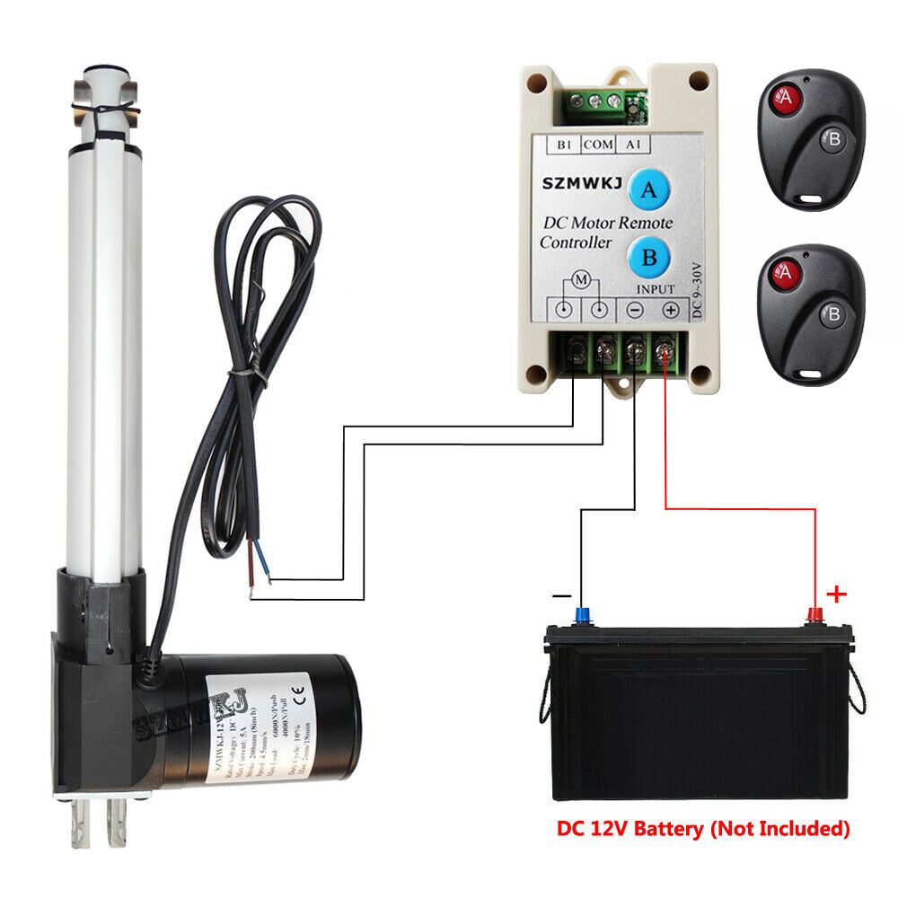 12V Linear Actuator 6000N/1320lbs Max Lift Heavy Duty W/ Controller for Auto Car