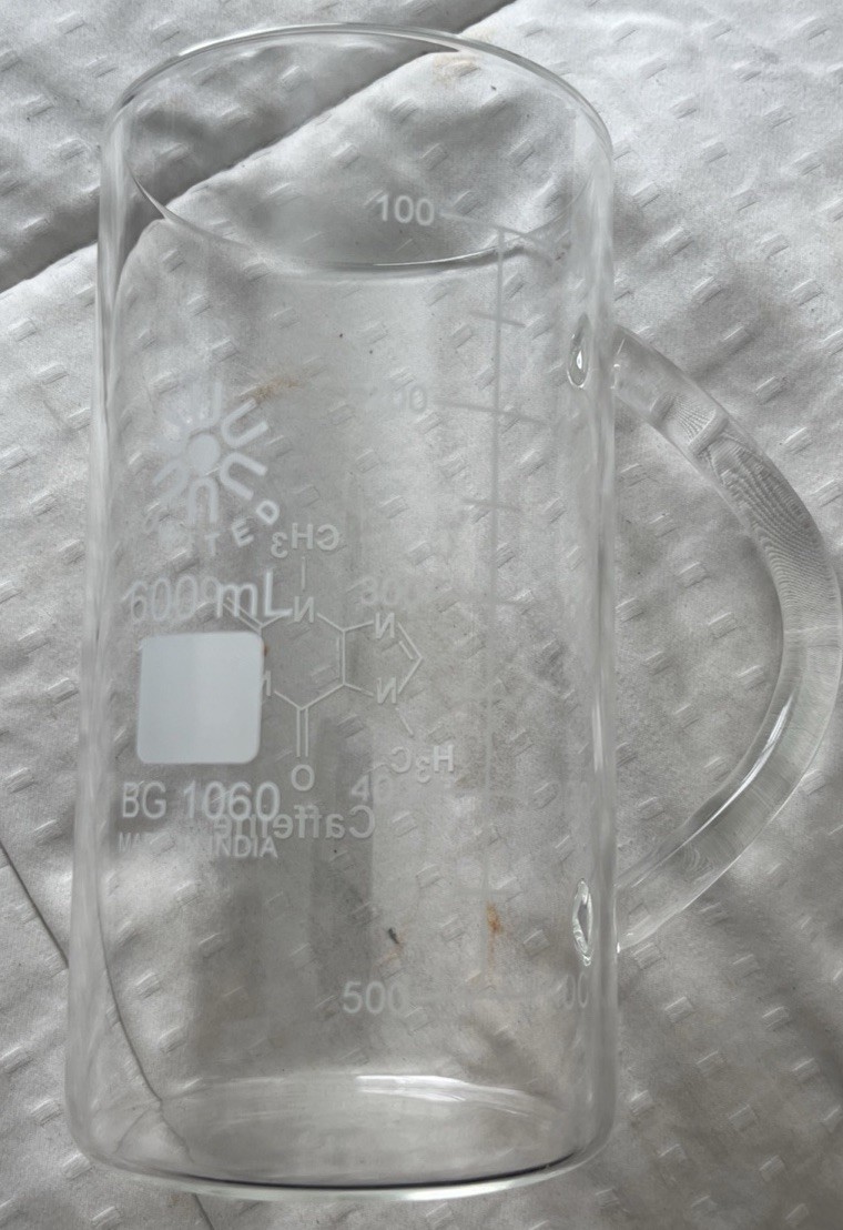 Beaker Mug, Borosilicate Glass, 600ml New! B1