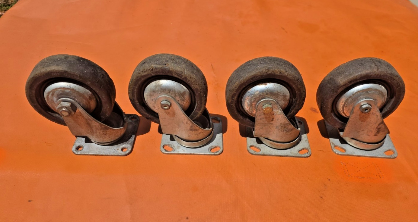 Vintage Colson Quiet Wheels Casters 5” Dia. 1.5” Wide, 6.5″ Tall