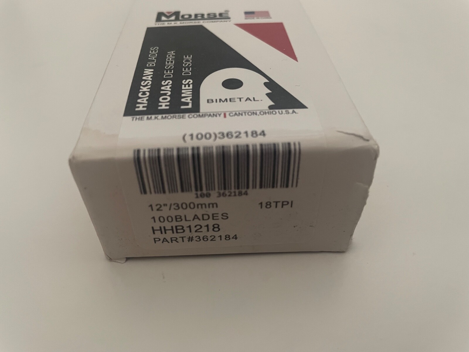 100 Count Box – Morse Hacksaw Blade 18 TPI Bi-Metal 1/2 in W x 12 in L