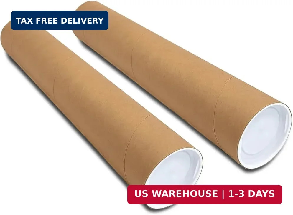 2 Pack Mailing Tubes with Plastic Caps ,Size 3″x16″ Durable Mail kraft paper tub