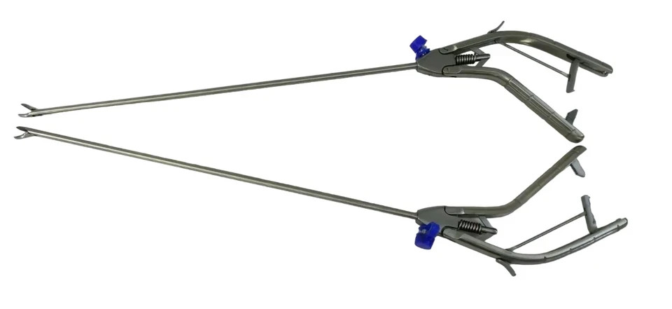 2PCS Laparoscopic Needle Holder Curved Right And Left Jaw 5mm SS Instruments CE