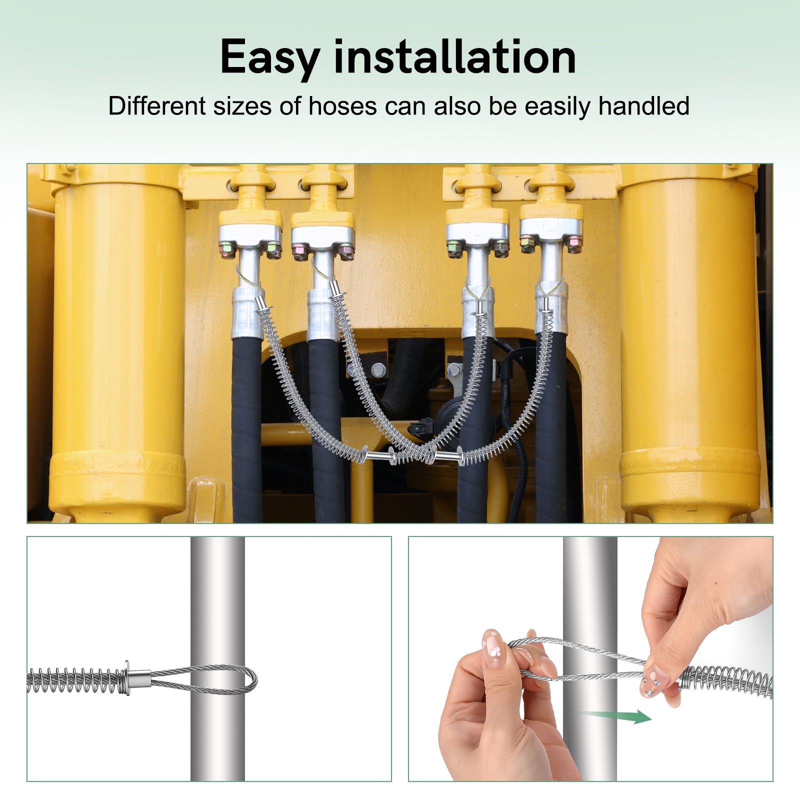 Explosion-Proof Hose Restraint – 20″ Anti-Whip Steel Cable for Pneumatic Lines