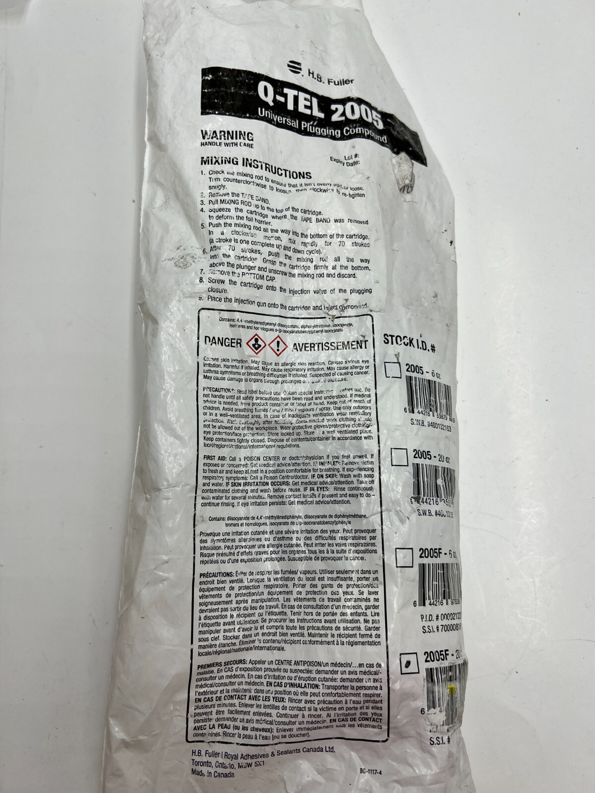 H.B. Fuller Q-TEL 2005 Universal Plugging Compound 20 Oz 2005F