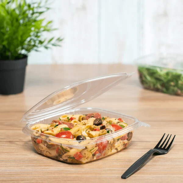 Karat 24oz PET Plastic Hinged Deli Container – 200 ct, FP-HDC24