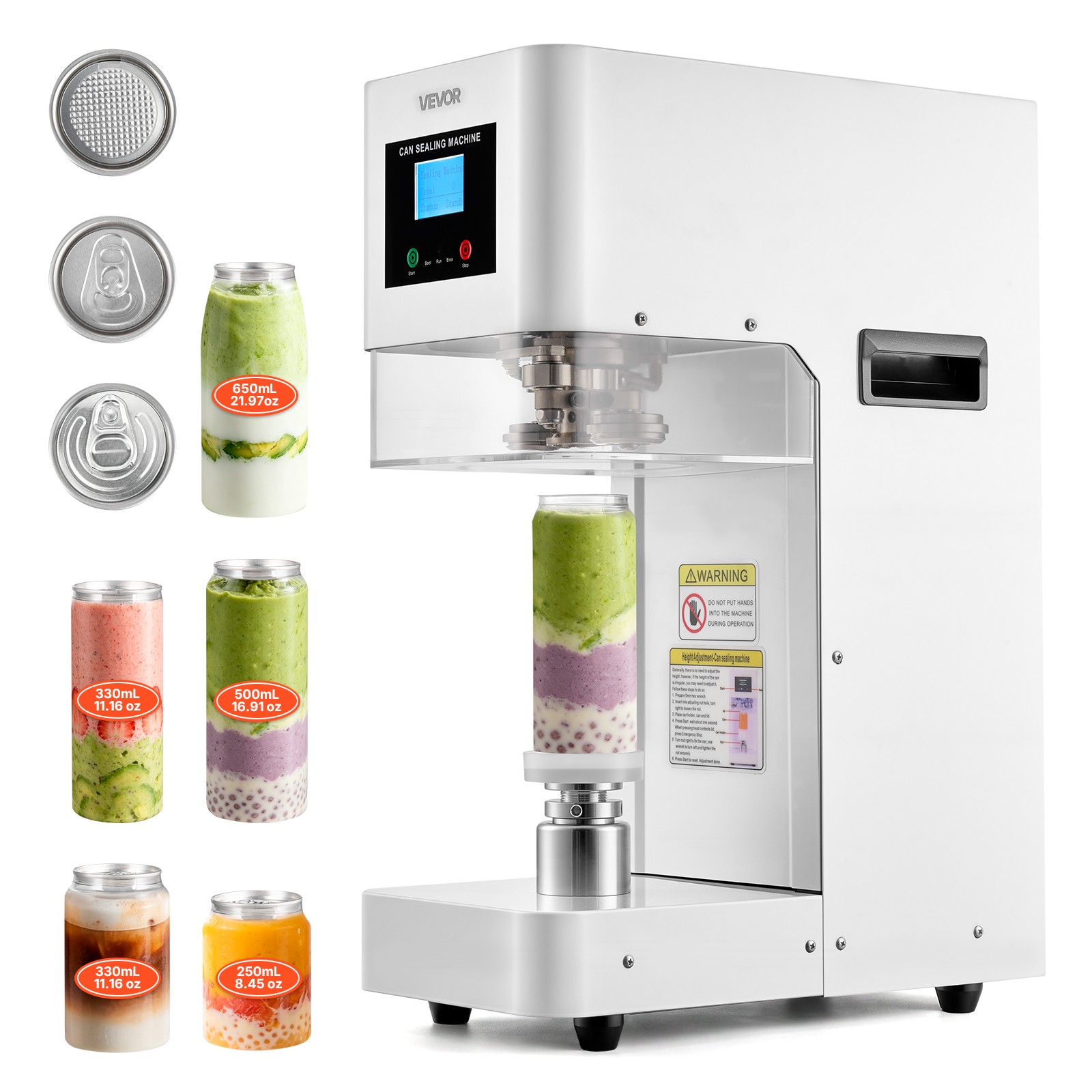 VEVOR Can Sealer Machine Automatic Commercial Soda Can Sealing Coffee Shop White