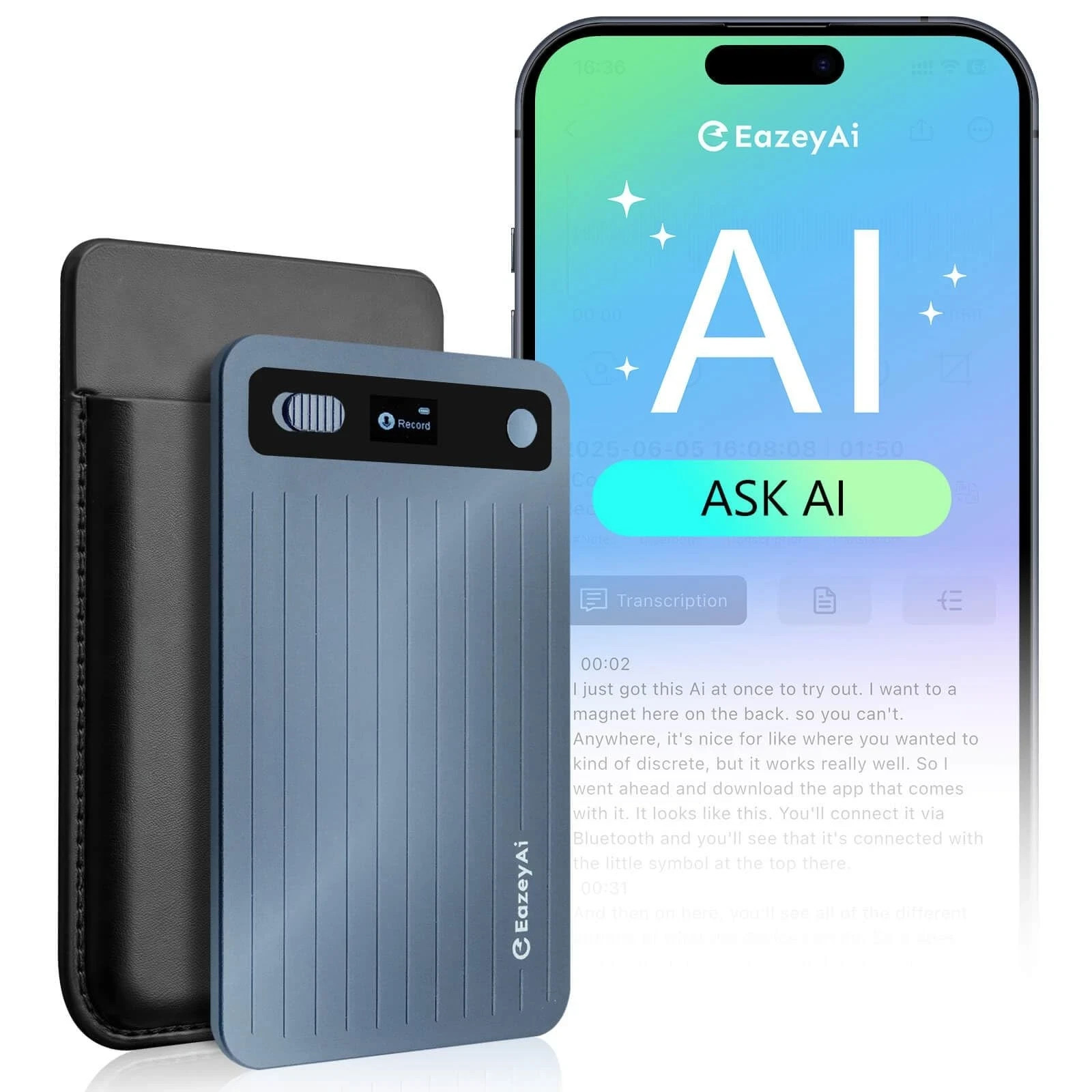 64GB ChatGPT AI Recorder, Dual Mode Calls & Meeting, 140 Languages Voice to Text