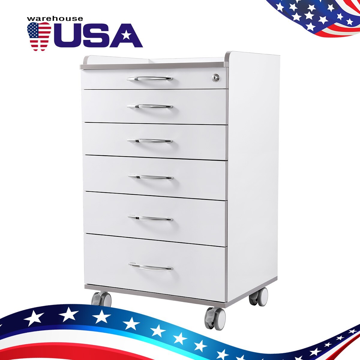 Dental Portable Mobile Delivery Unit System with Air Compressor/5 Drawer Trolley