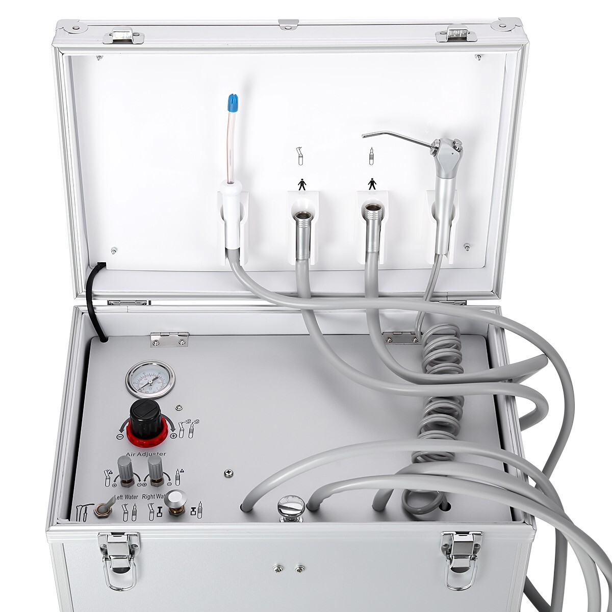 Portable Dental Delivery Unit Air Compressor Syringe Suction + Handpiece 4Holes