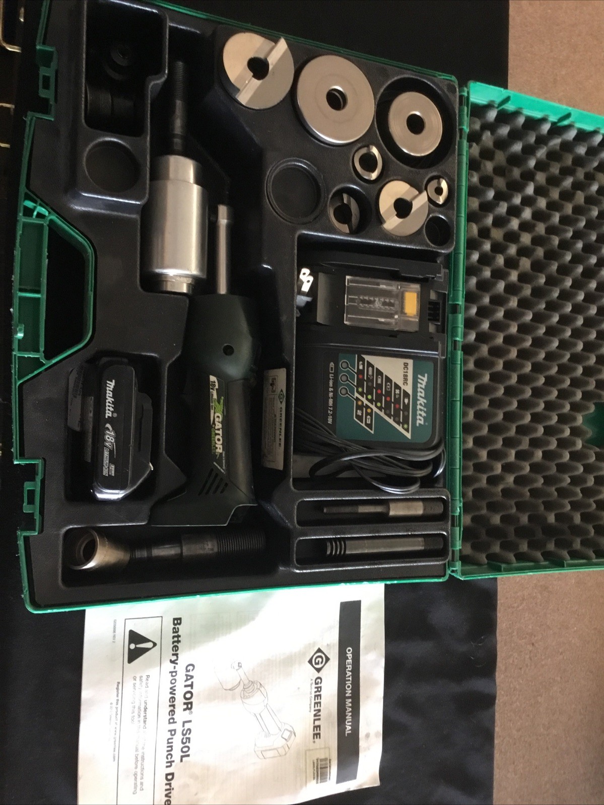 Greenlee Gator LS50L 18V Battery Operated 7-Ton Knockout Punch Driver w/ Case